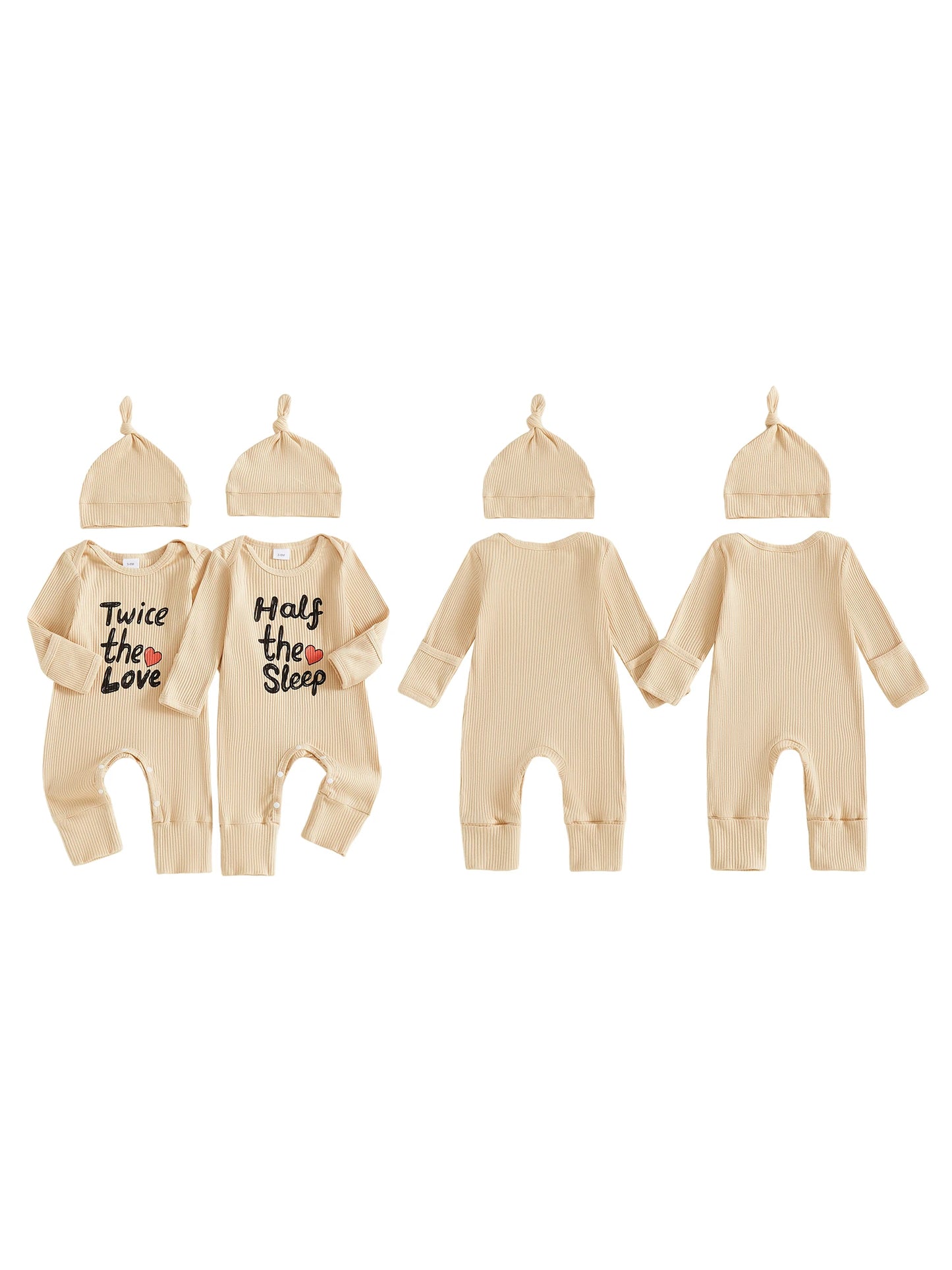Cherish every twin moment in a coordinated, comfy outfit that fits snugly from newborn days onward and keeps them cozy through long car rides, naps, and cuddles.