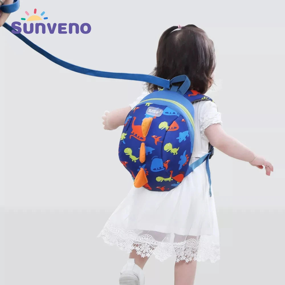Sunveno Dinosaur Kids Backpack With Safety Harness Lunch Bag Lightweight