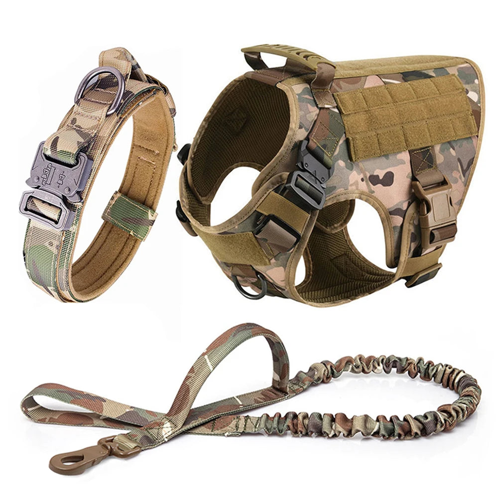 Large Dog Harness and Leash Set for German Shepherd and Malinois Training Walking Vest Collar for Medium and Large Dogs