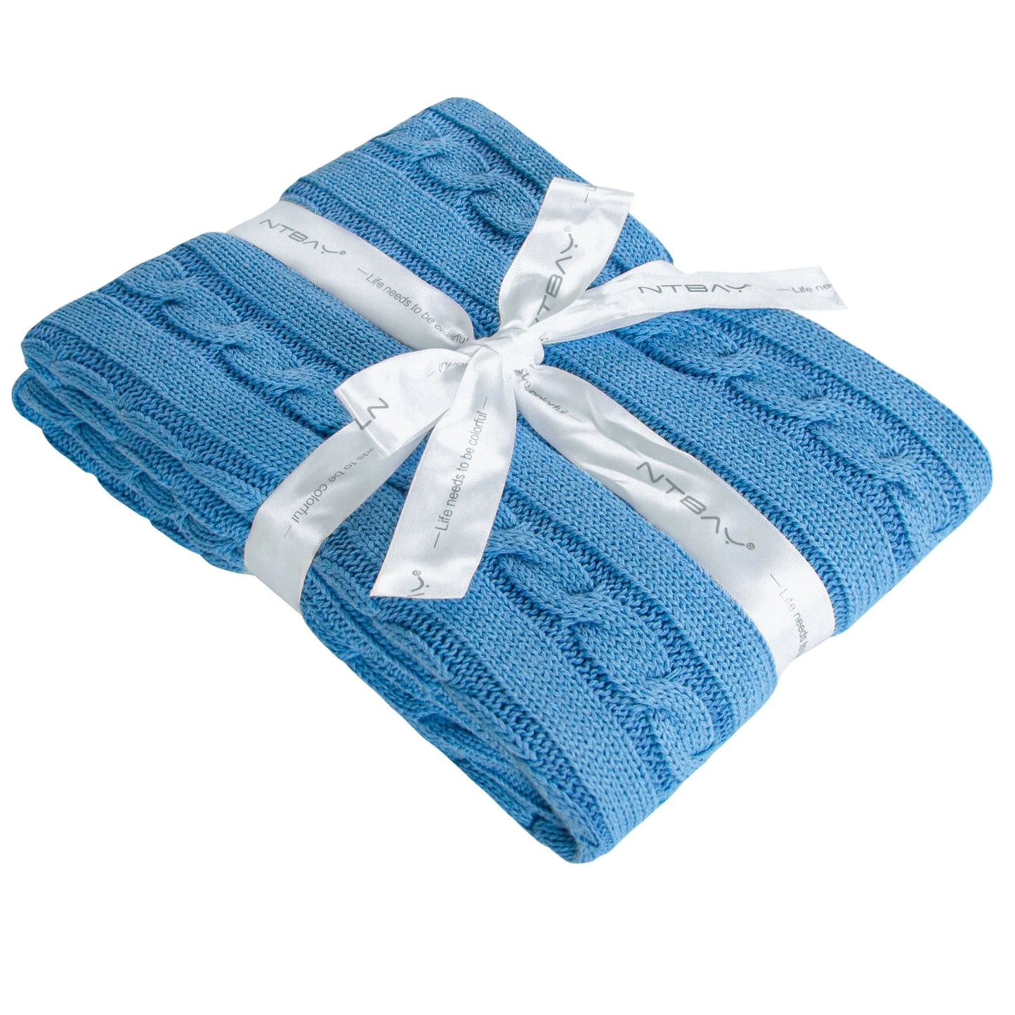 Ntbay 100 Percent Cotton Cable Knit Toddler Blanket Soft Warm Unisex Baby Blanket for Crib