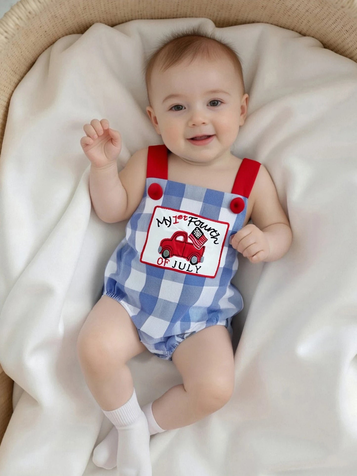Infant Boys Patriotic Rompers American Flag Jumpsuits