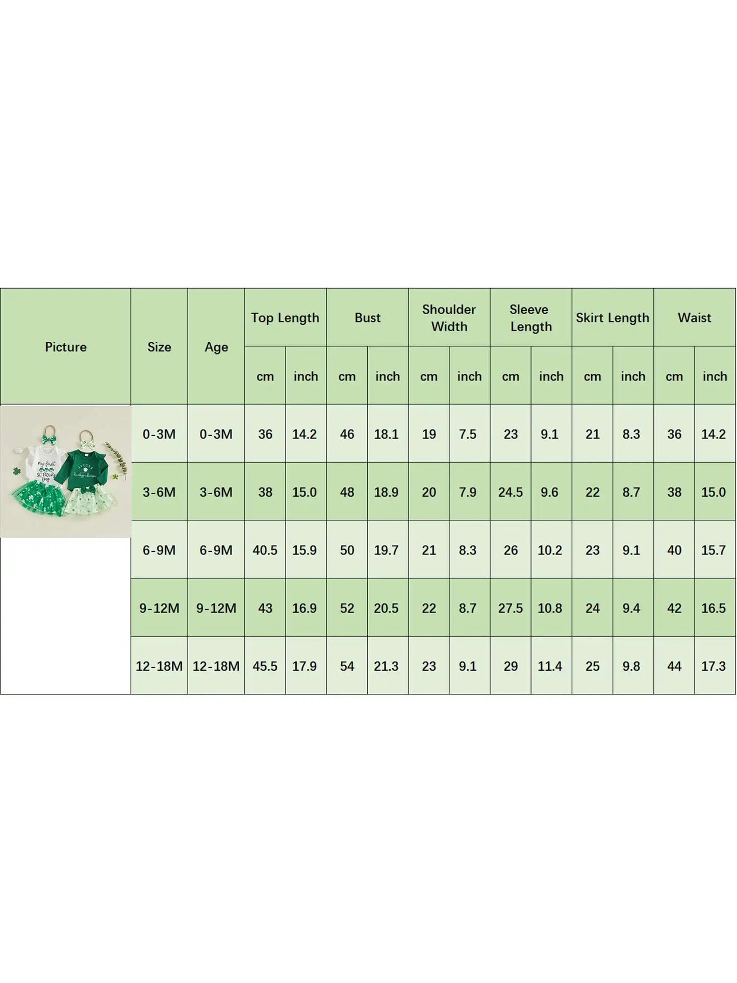 St Patrick Day Baby Girl Outfit Clover Embroidery Bodysuit Tulle Skirt Headband