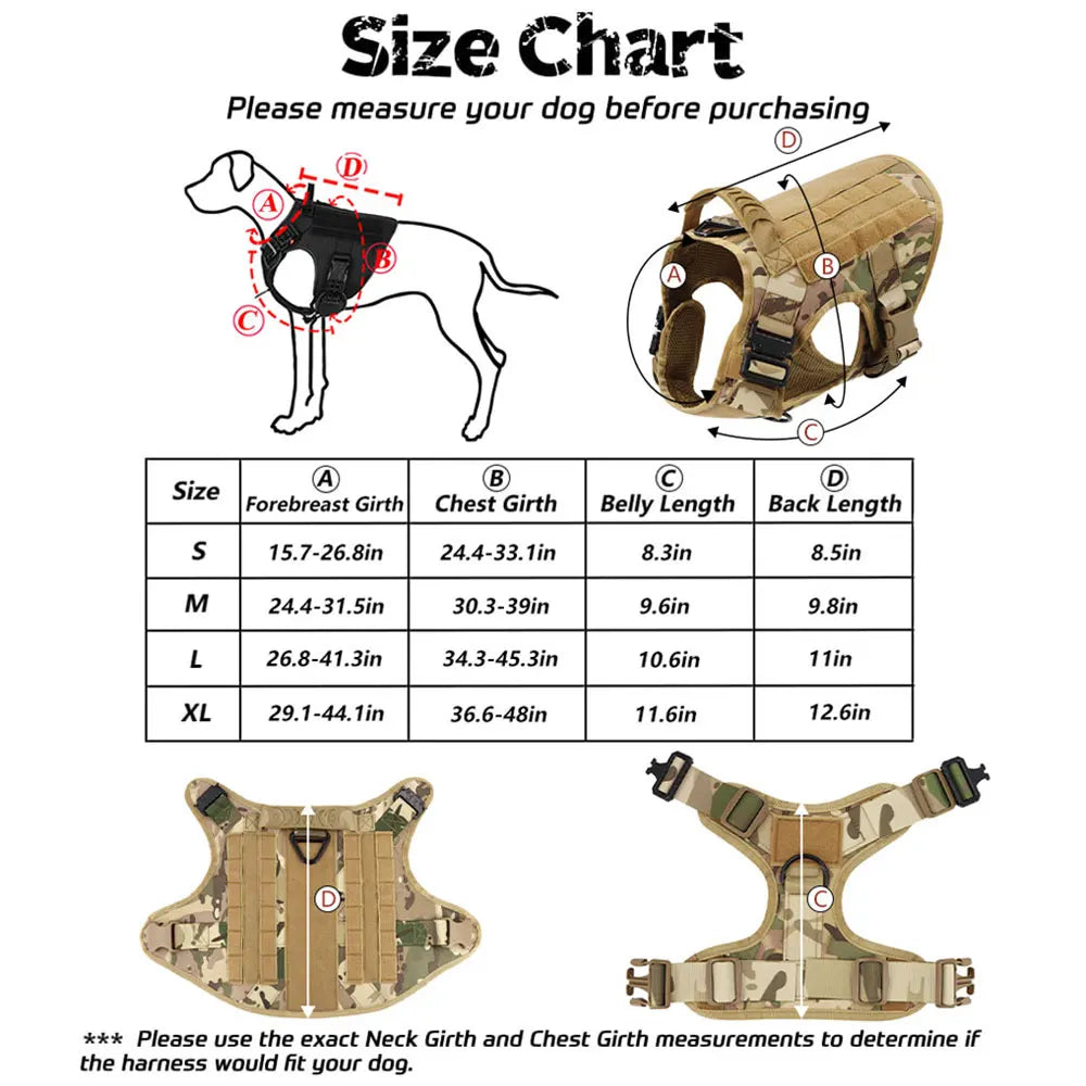 Large Dog Harness and Leash Set for German Shepherd and Malinois Training Walking Vest Collar for Medium and Large Dogs