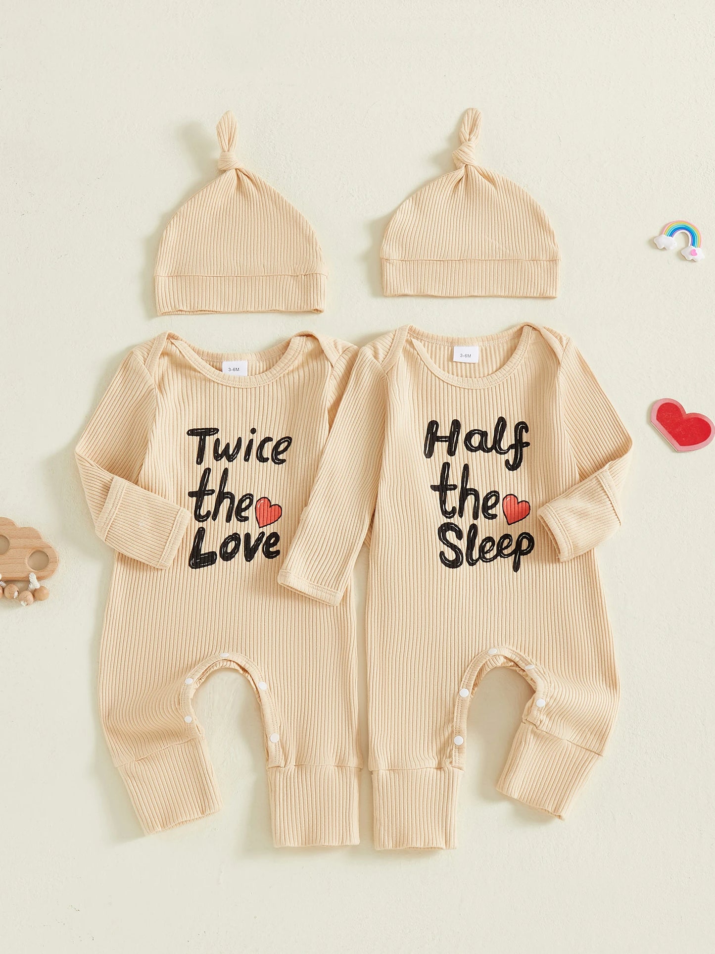 Cherish every twin moment in a coordinated, comfy outfit that fits snugly from newborn days onward and keeps them cozy through long car rides, naps, and cuddles.