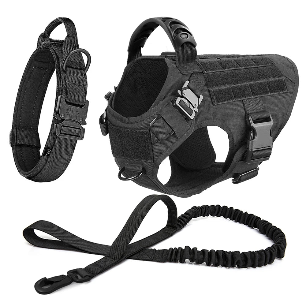 Large Dog Harness and Leash Set for German Shepherd and Malinois Training Walking Vest Collar for Medium and Large Dogs