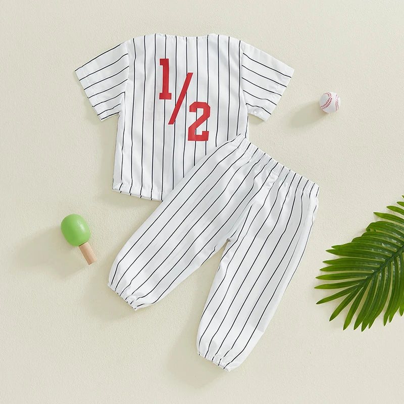 Get your little one ready for adventures in this sporty two-piece toddler outfit that blends playful baseball vibes with everyday comfort.