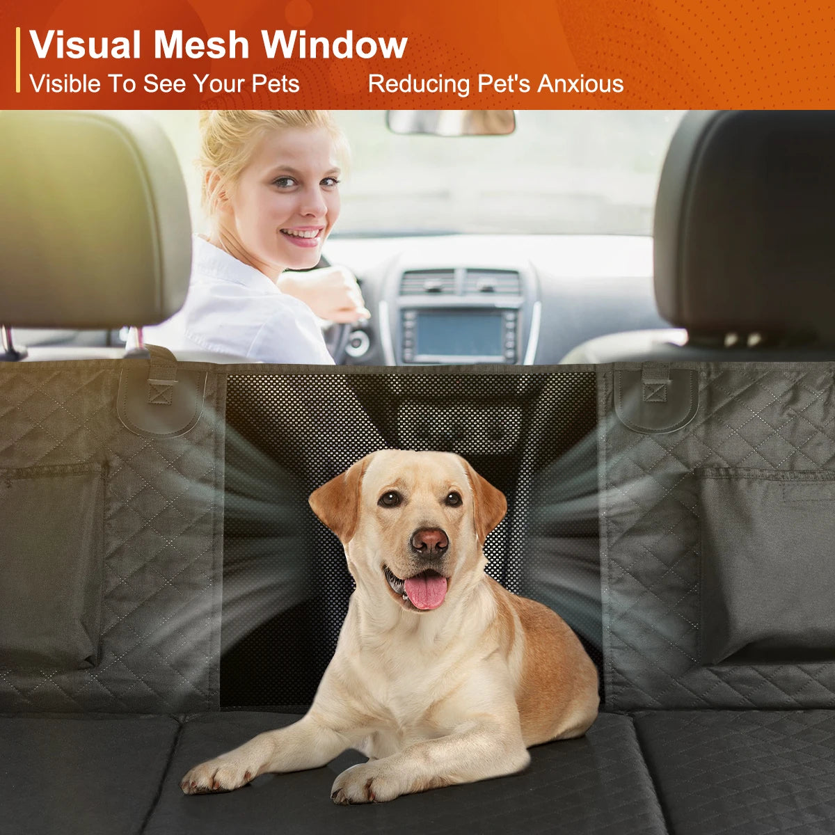 Dog Car Back Seat Extender Pet Backseat Cover Protector Hammock Carrier Mat Waterproof Safety Cover for All Breeds