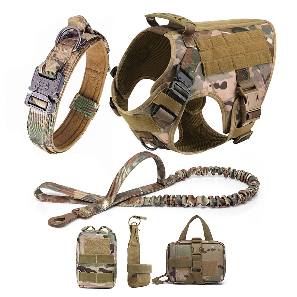 Large Dog Harness and Leash Set for German Shepherd and Malinois Training Walking Vest Collar for Medium and Large Dogs