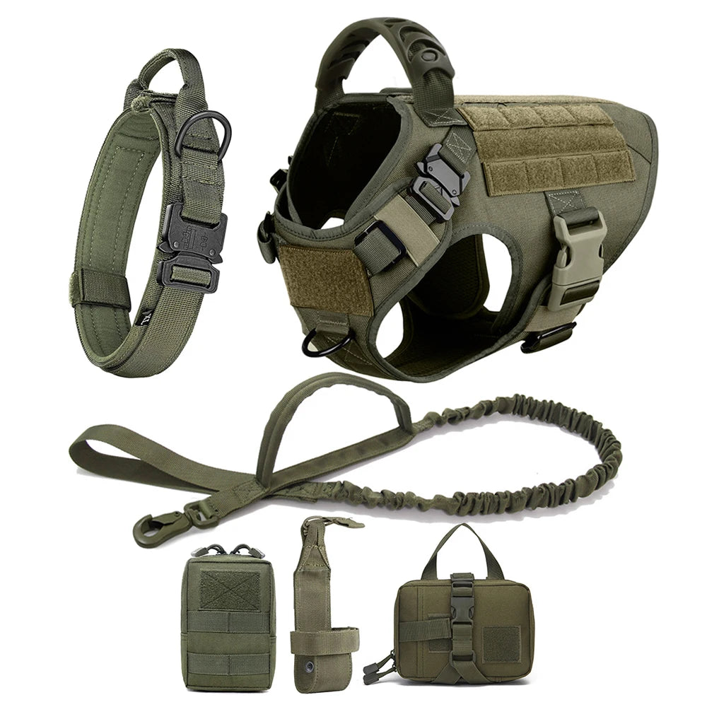Large Dog Harness and Leash Set for German Shepherd and Malinois Training Walking Vest Collar for Medium and Large Dogs