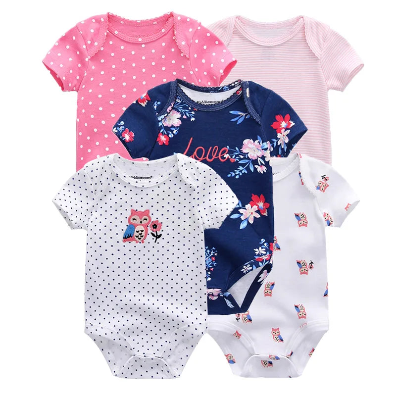 Discover the Kiddiezoom five-piece summer bodysuit set, delivering soft, breathable comfort for your newborn all season long.