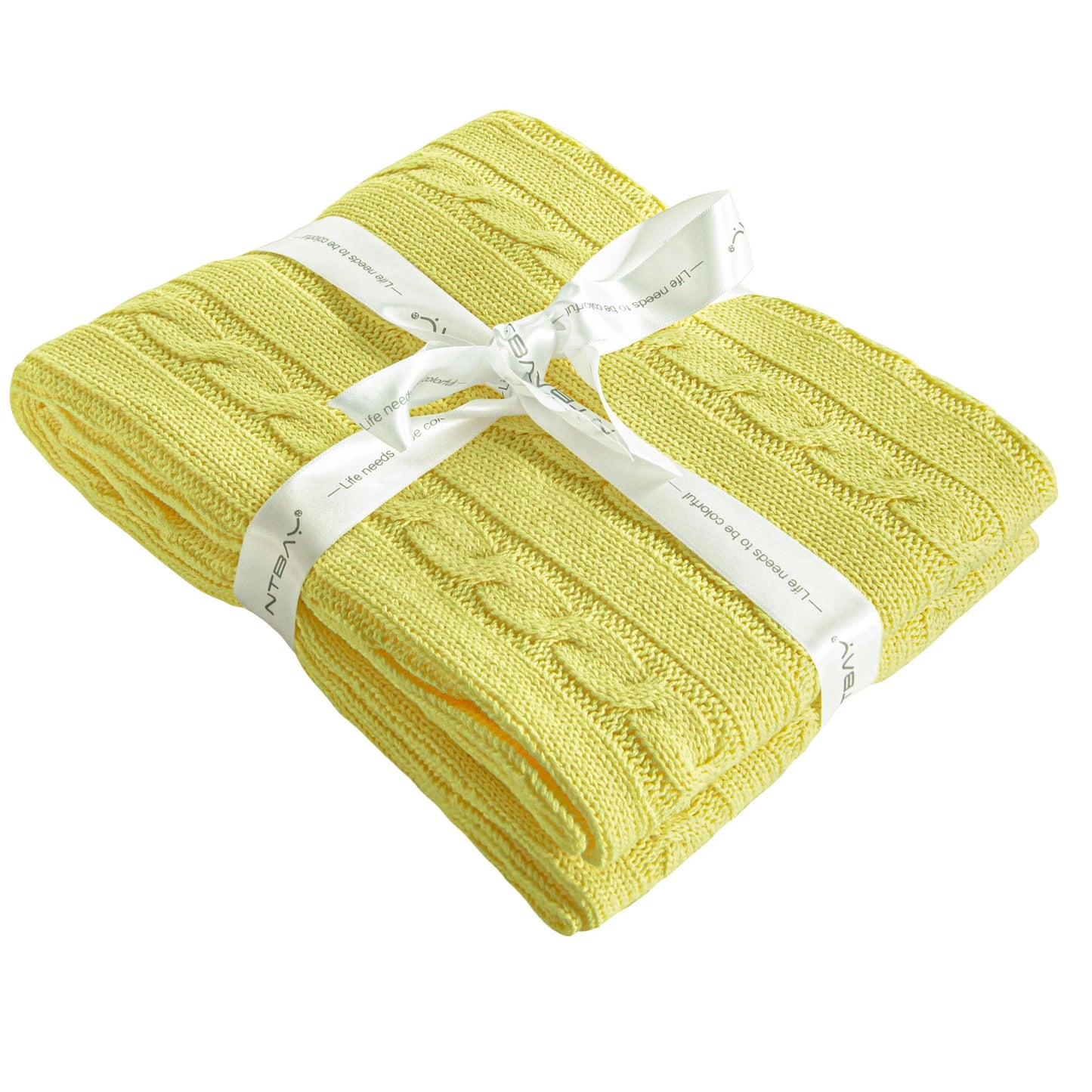 Ntbay 100 Percent Cotton Cable Knit Toddler Blanket Soft Warm Unisex Baby Blanket for Crib