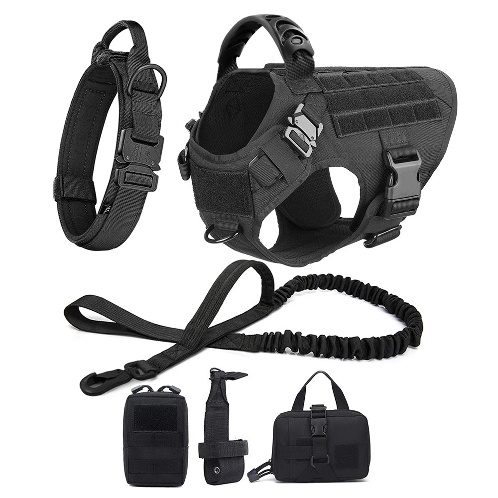 Large Dog Harness and Leash Set for German Shepherd and Malinois Training Walking Vest Collar for Medium and Large Dogs