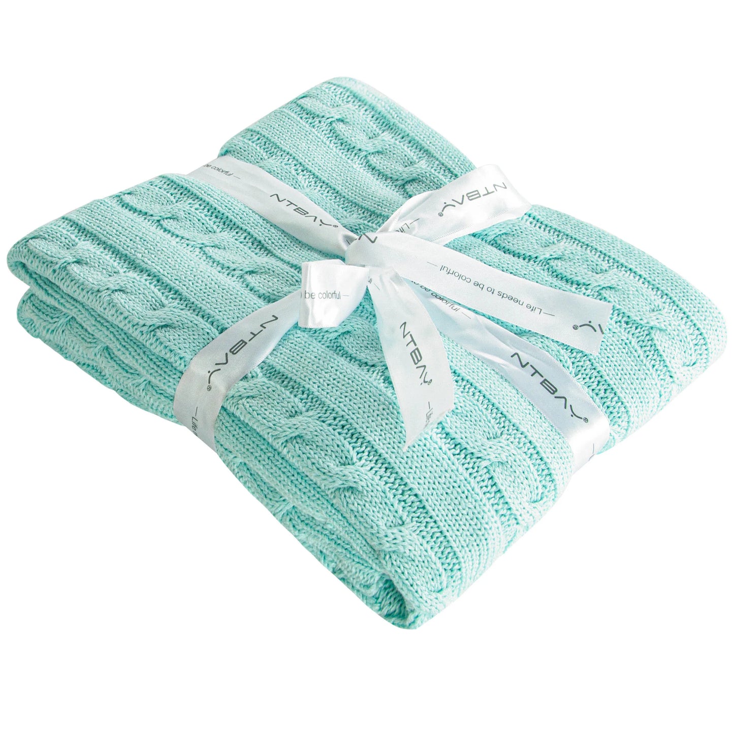 Ntbay 100 Percent Cotton Cable Knit Toddler Blanket Soft Warm Unisex Baby Blanket for Crib