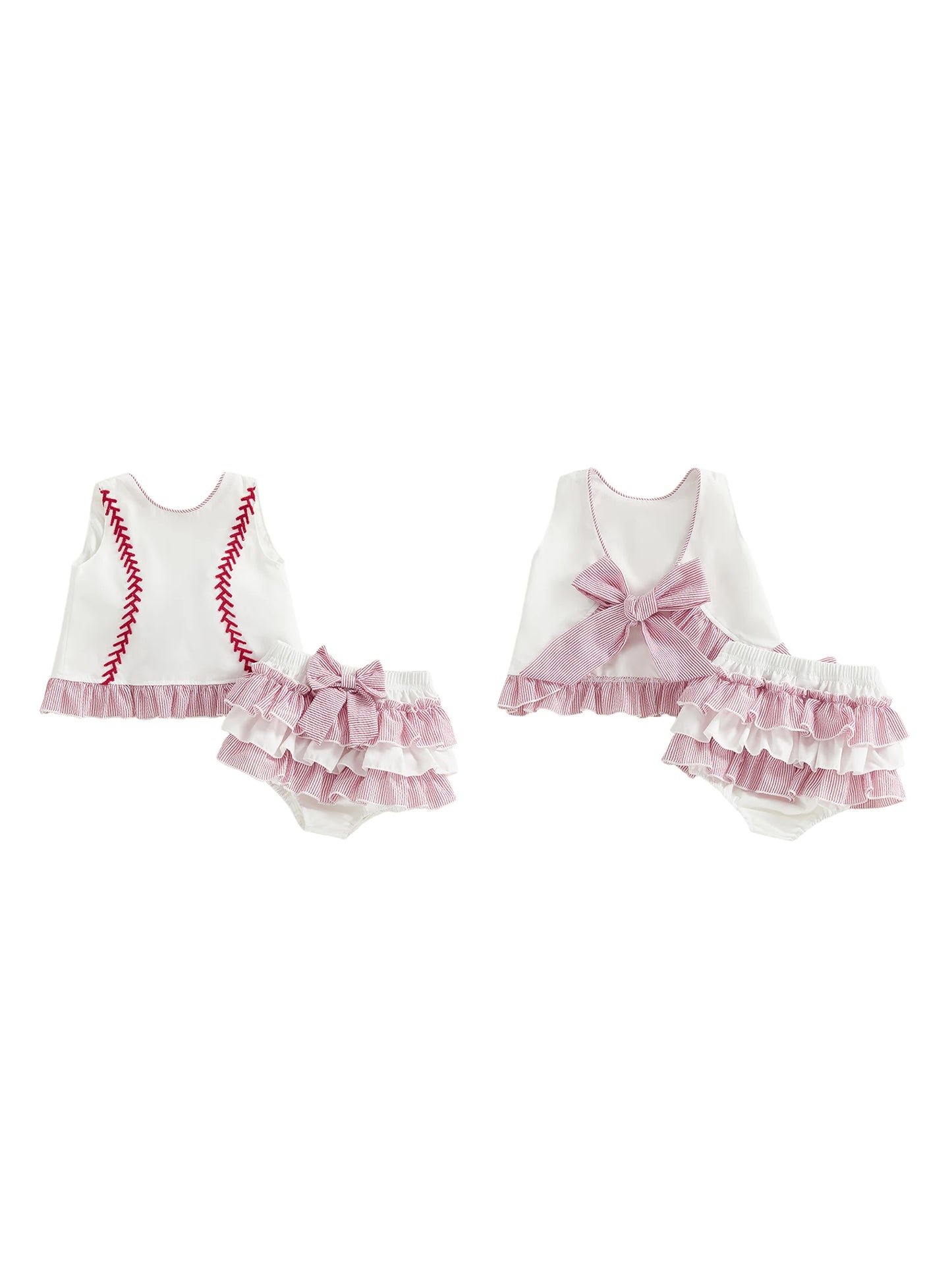 Discover a playful, comfortable outfit your little one will love for everyday adventures. This two-piece set pairs a stylish ruffle tank top with embroidered shorts for effortless charm and cute mobility.