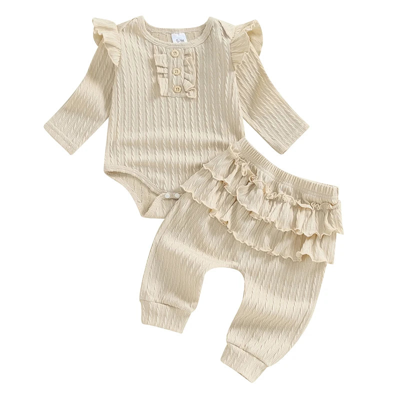 Pudcoco Floral Print 2 Piece Toddler Girls Outfit With Ruffle Pants