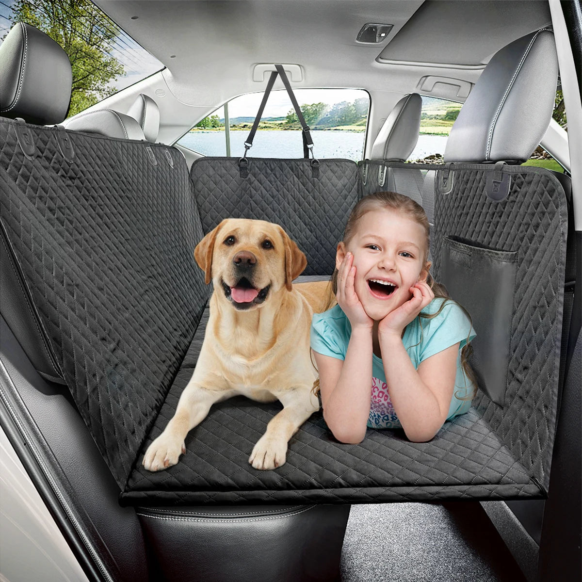 Dog Car Back Seat Extender Pet Backseat Cover Protector Hammock Carrier Mat Waterproof Safety Cover for All Breeds