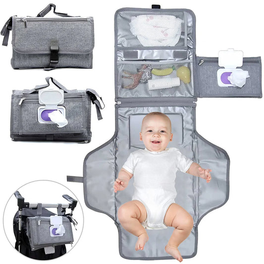 Baby Changing Pad Diaper with Wipes Pocket Portable Detachable Baby Diaper Changing Mat Wipeable Extended Changing Pads