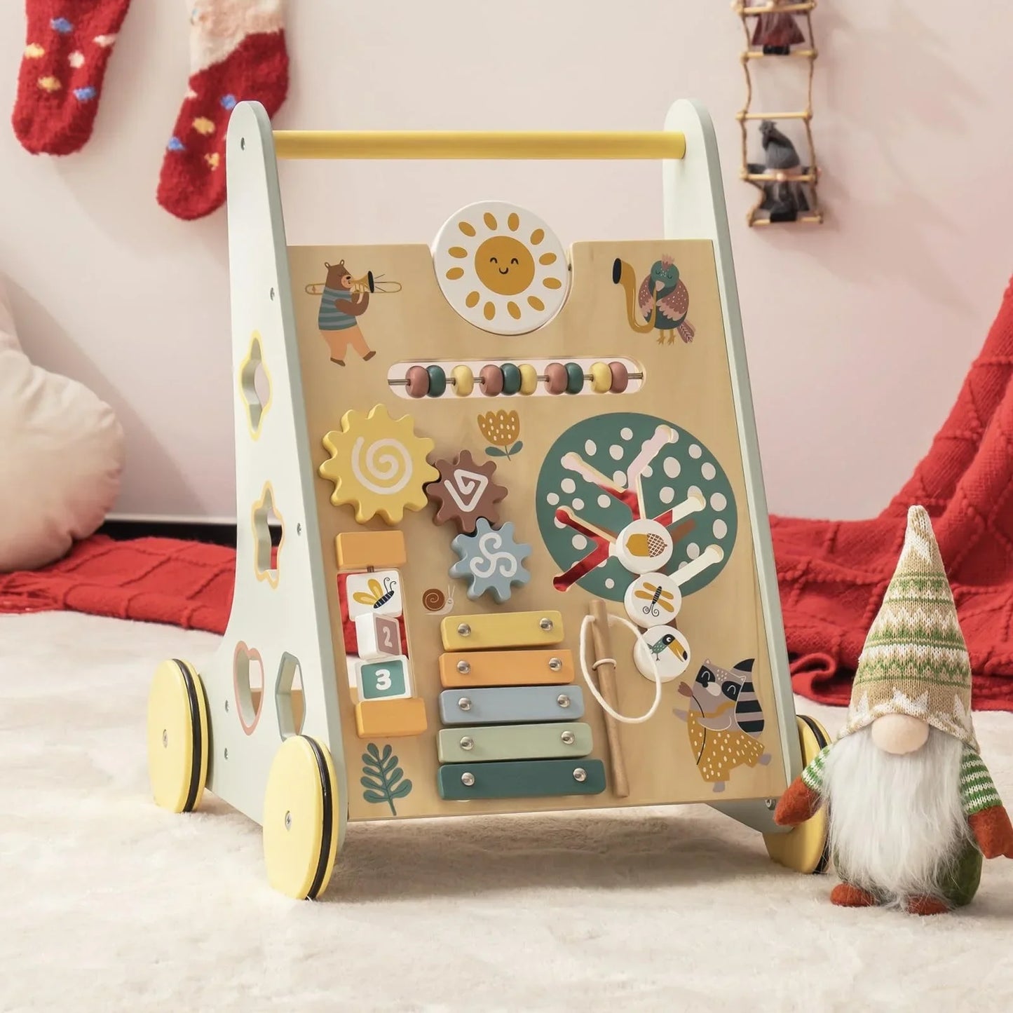 Help little ones take confident first steps with the Robud Wooden Baby Walker, a Montessori-inspired push toy designed to support early walking.