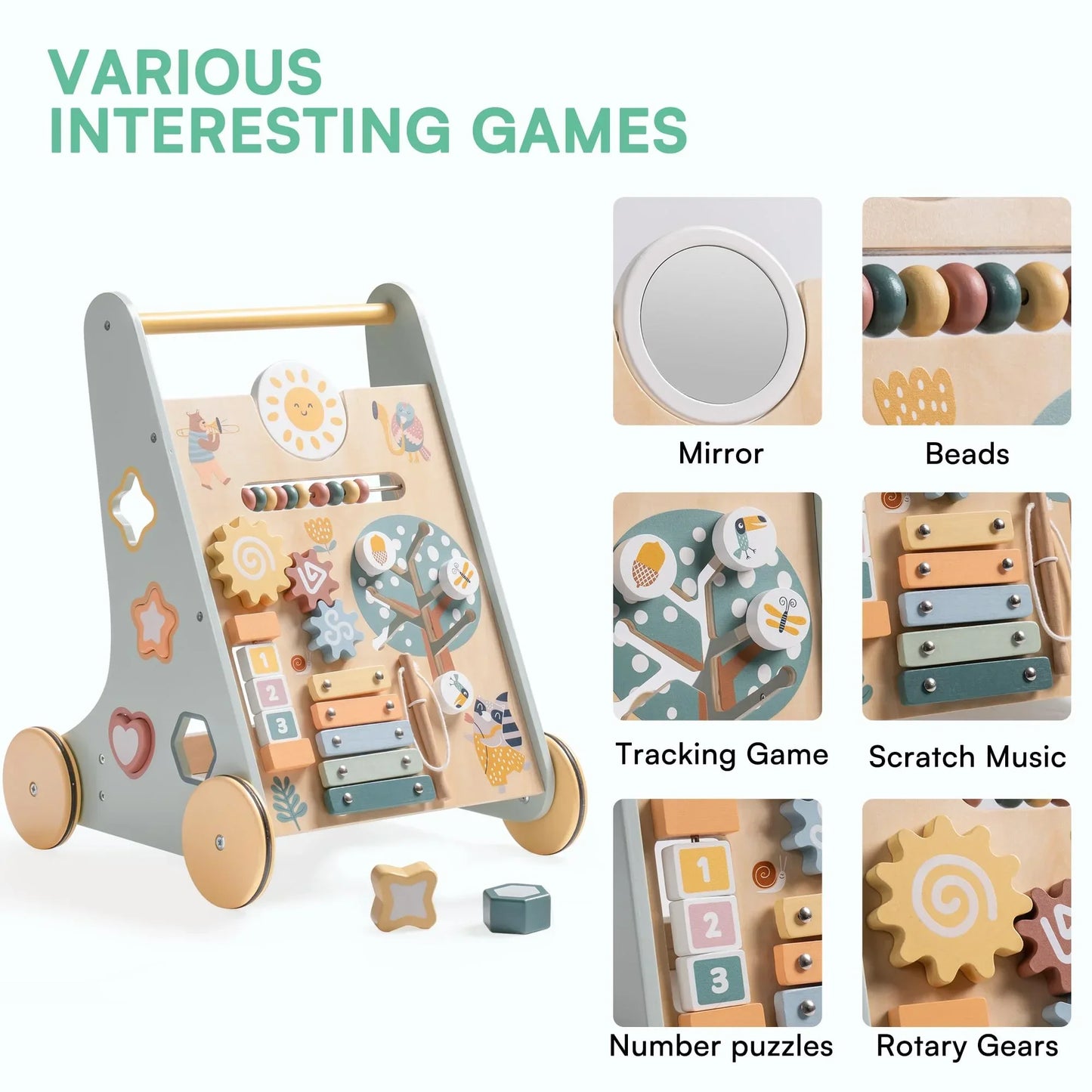 Help little ones take confident first steps with the Robud Wooden Baby Walker, a Montessori-inspired push toy designed to support early walking.
