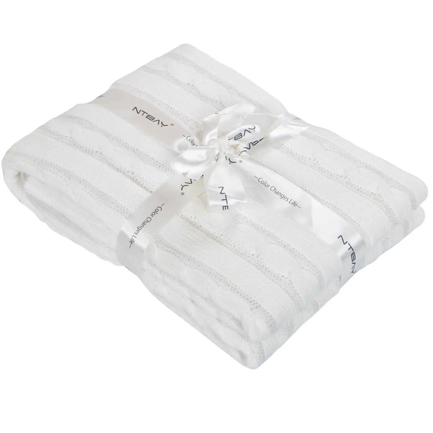 Ntbay 100 Percent Cotton Cable Knit Toddler Blanket Soft Warm Unisex Baby Blanket for Crib