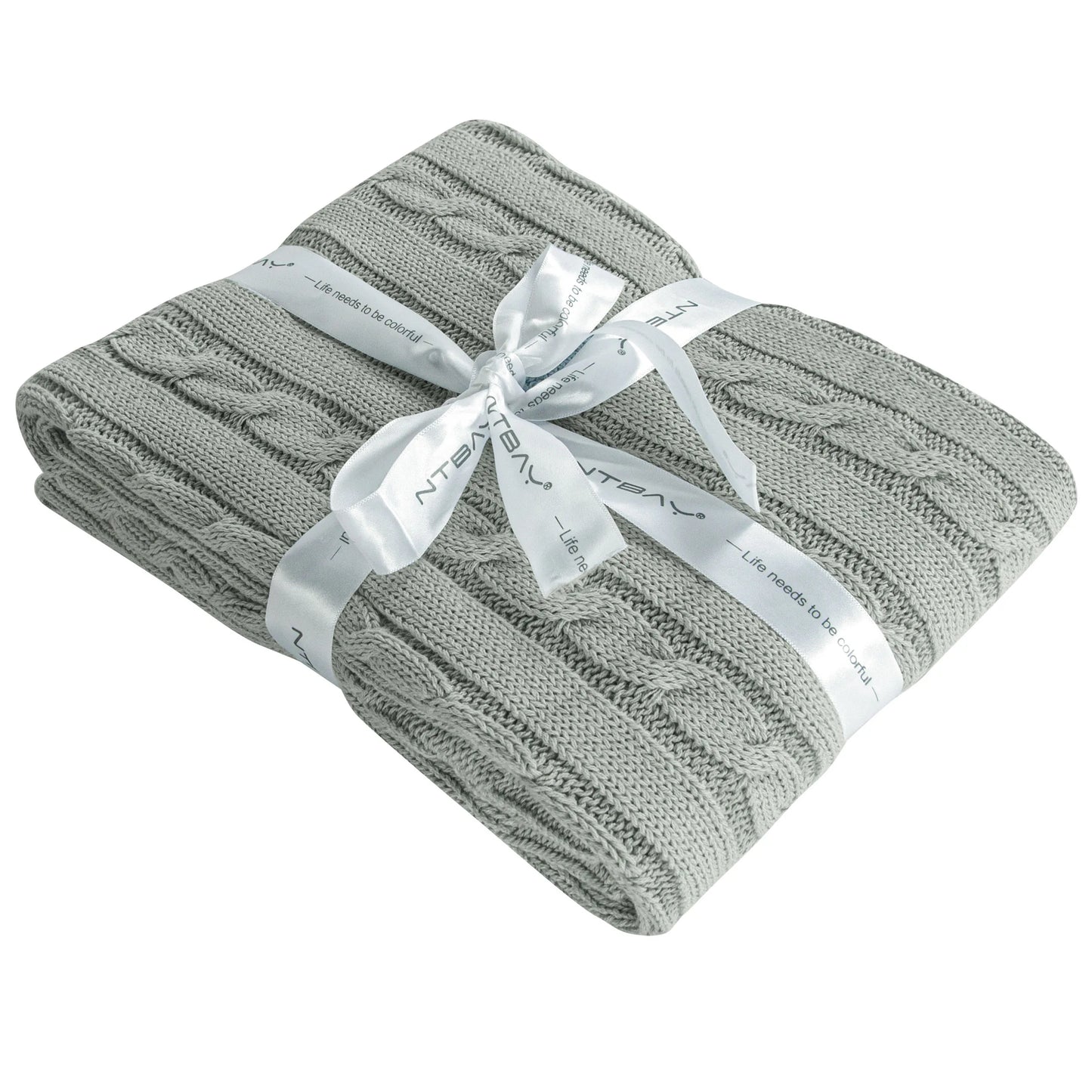 Ntbay 100 Percent Cotton Cable Knit Toddler Blanket Soft Warm Unisex Baby Blanket for Crib