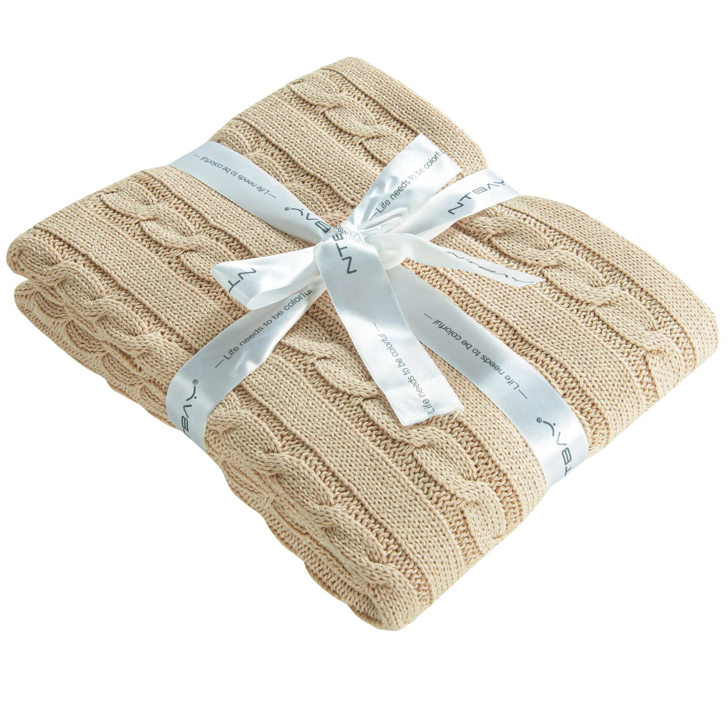 Ntbay 100 Percent Cotton Cable Knit Toddler Blanket Soft Warm Unisex Baby Blanket for Crib
