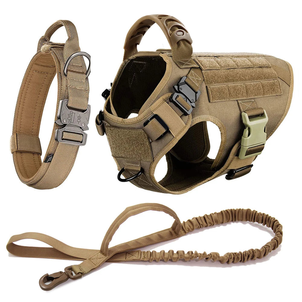 Large Dog Harness and Leash Set for German Shepherd and Malinois Training Walking Vest Collar for Medium and Large Dogs