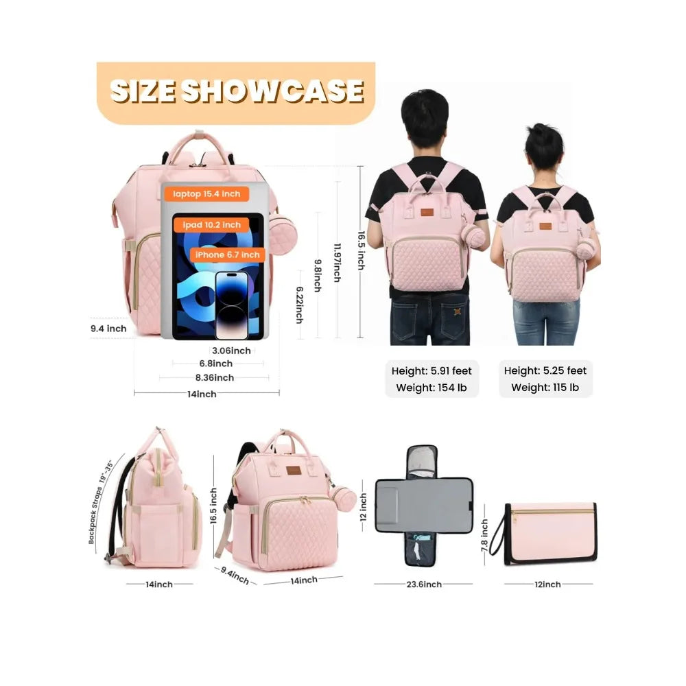 Diaper Bag Backpack With Changing Pad Pacifier Case Baby Bag for Boys and Girls Waterproof Travel Diaper Bag for Moms