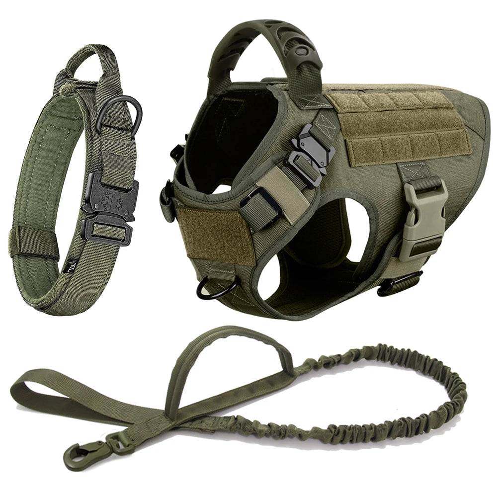 Large Dog Harness and Leash Set for German Shepherd and Malinois Training Walking Vest Collar for Medium and Large Dogs