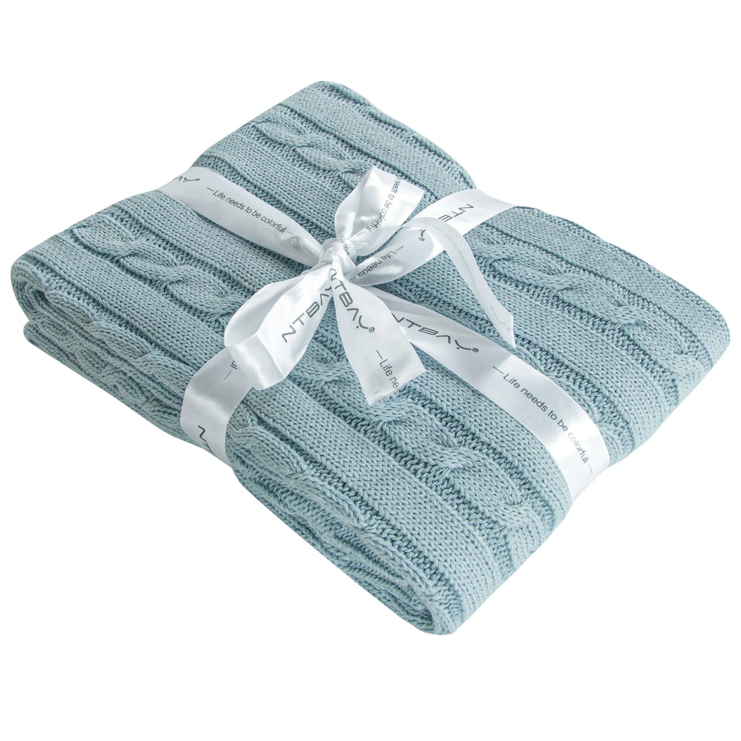 Ntbay 100 Percent Cotton Cable Knit Toddler Blanket Soft Warm Unisex Baby Blanket for Crib